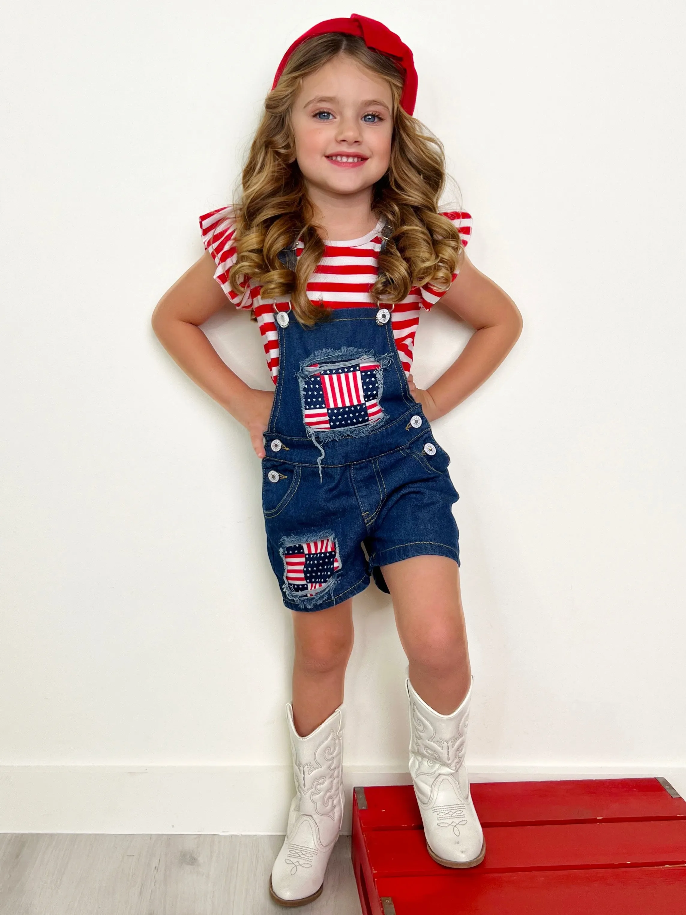 Give Me Liberty Denim Overalls Set