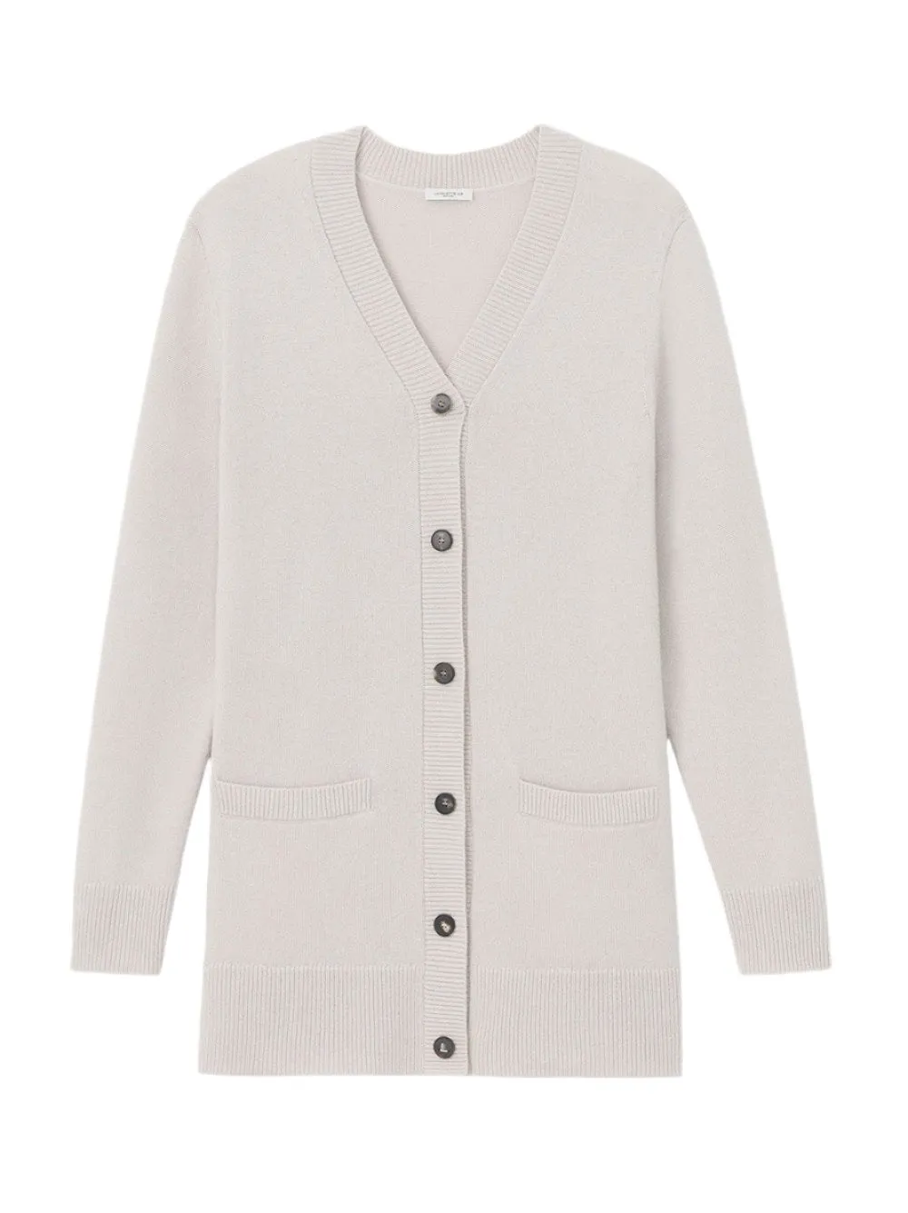 Lafayette 148 V-Neck Button Front Cardigan in Pearl